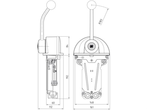 Ultraflex B301CR motorbediening topmontage enkel, chroom - 00012720 02 small - 00012720