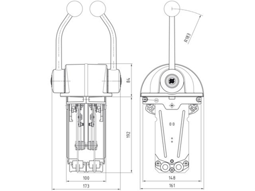 Ultraflex B302CR motorbediening topmontage dubbel, chroom - 00012721 02 small - 00012721