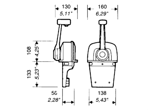 Ultraflex B74 motorbediening topmontage dubbel, zwart - 00012774 02 small - 00012774