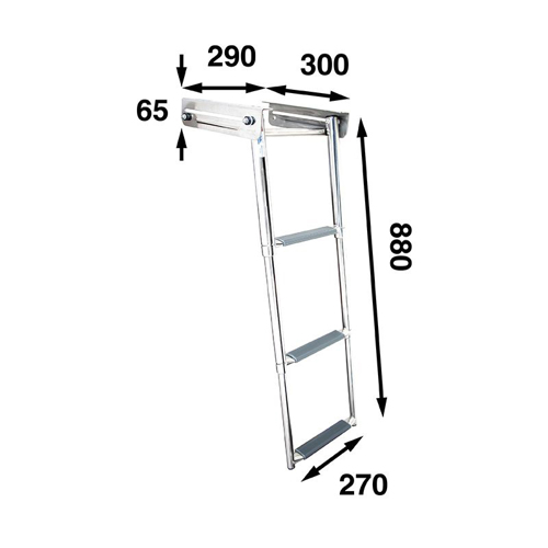 B&aring;tsystem Telesc. Trap, 3 Treden, 880 mm, BKT73 - 00302003 02 small - 00302003
