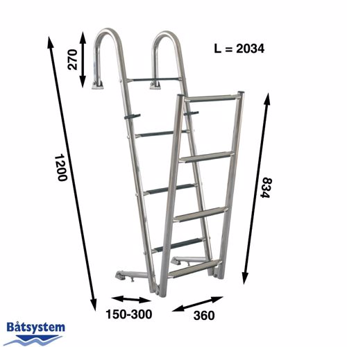 B&aring;tsystem RVS Opklapbare Trap, 8 Treden, 32mm BUT125 - 00302015 02 small - 00302015