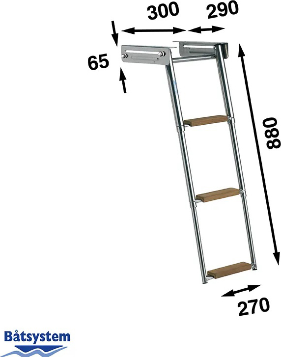 B&aring;tsystem Telesc. Trap, 3 Treden, Teak - 00302208 2 - 00302208