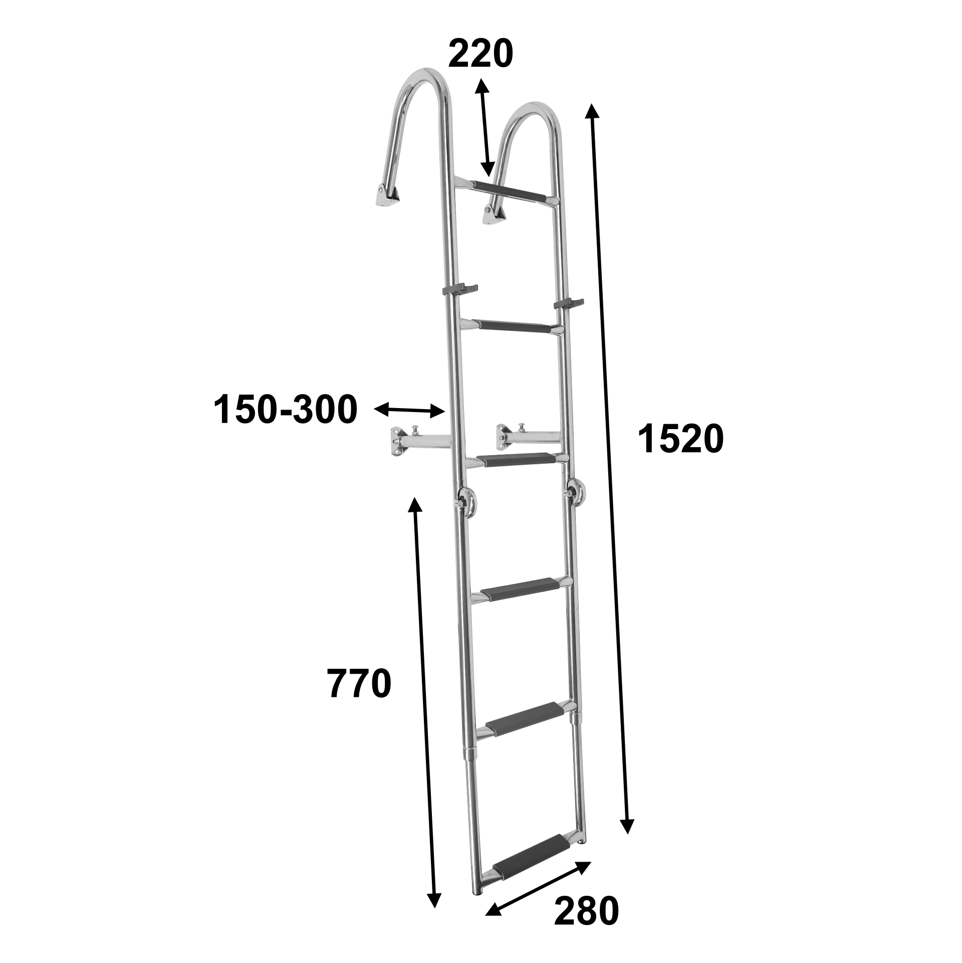 B&aring;tsystem RVS Opklapbare Trap, 6 Treden BUT75SH - 00302252 6 - 00302252
