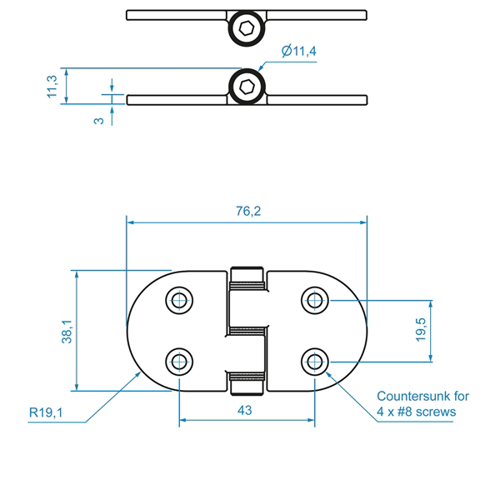 Roca frictiescharnier 449112 Pen onder,38x76mm - 00308927 02 small - 00308927