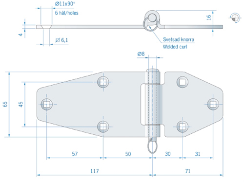Roca scharnier RVS met uitneembare pen 188 x 65 mm 444045 - 00309109 3 - 00309109