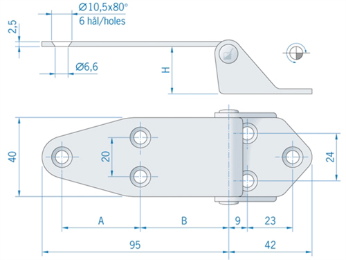 Roca hoekscharnier RVS 137 x 40 mm 441733 - 00309176 2 - 00309176
