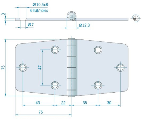 Roca staartscharnier vlak RVS 150 x 75 mm 440113 - 00309181 02 small - 00309181