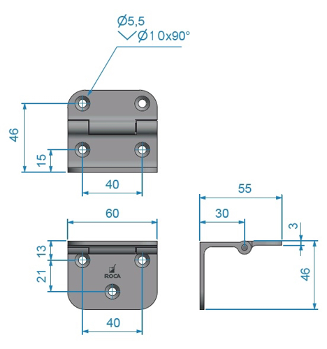 Roca Rakego scharnier grijs geanodiseerd - 388000 - 00309218 02 small - 00309218