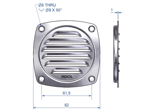 Ventilatie rooster RVS 82 x 82mm - 00309258 2 - 00309258