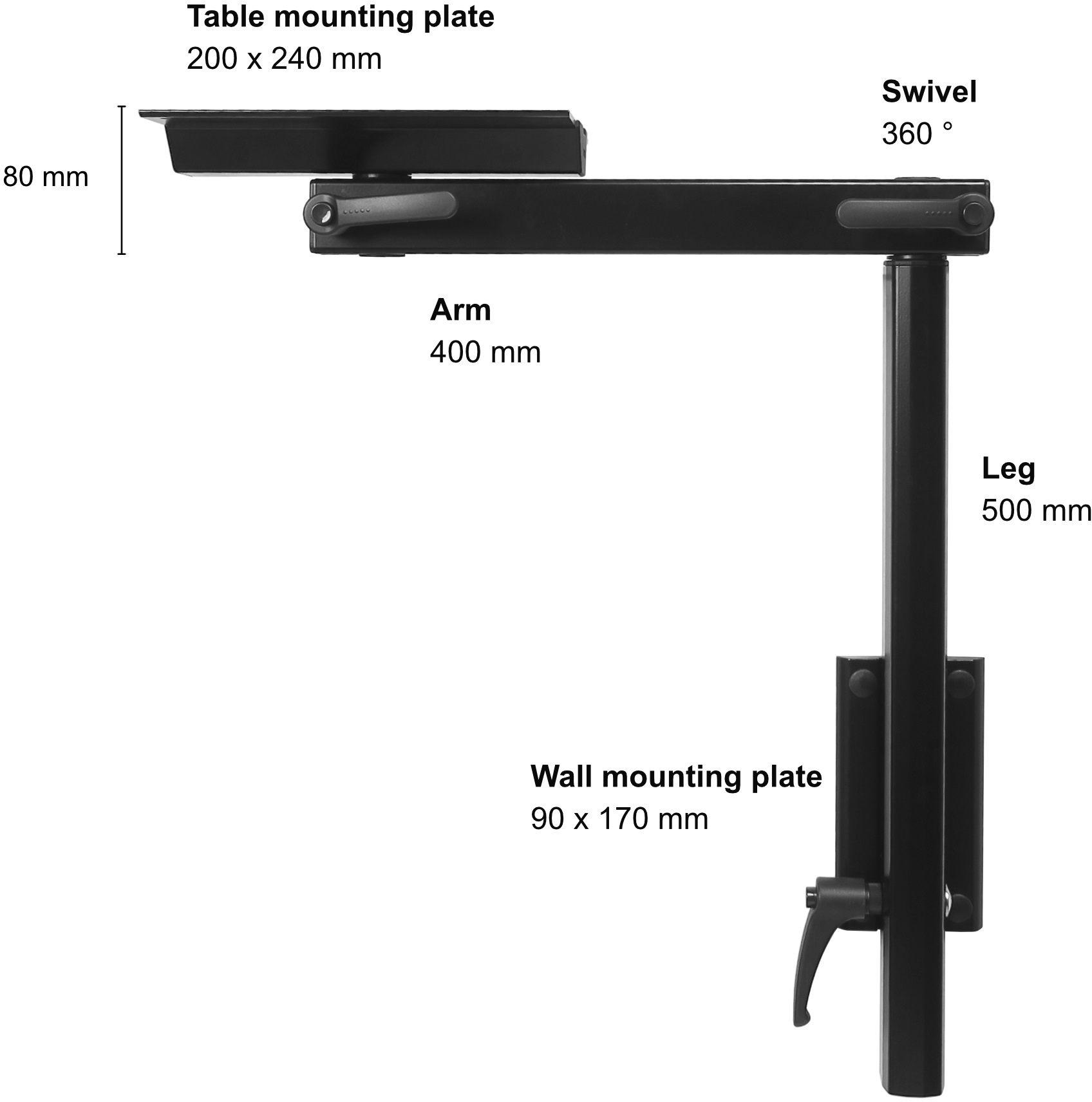 Lagun Onderstel voor kuiptafel, 500mm poot, zwart geanodiseerd - 00309830 3 - 00309830
