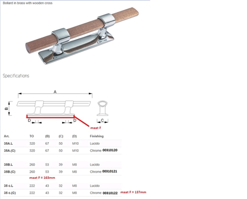 Kikker, Messing Verchroomd+Hout, 320x67mm - 00310120 02 small - 00310120
