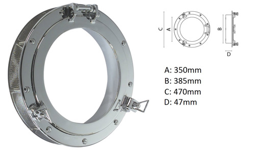 Ronde Patrijspoort 350mm, Messing Gepolijst - 7C.47.L - 00310215 01 small - 00310215