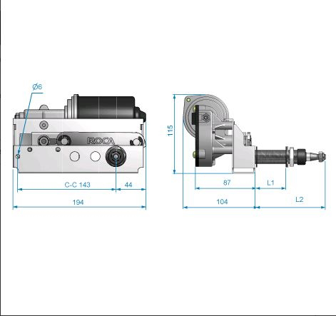 Roca Ruitenwissermotor, W25, 24V, 78mm wand - 00500995 02 small - 00500995