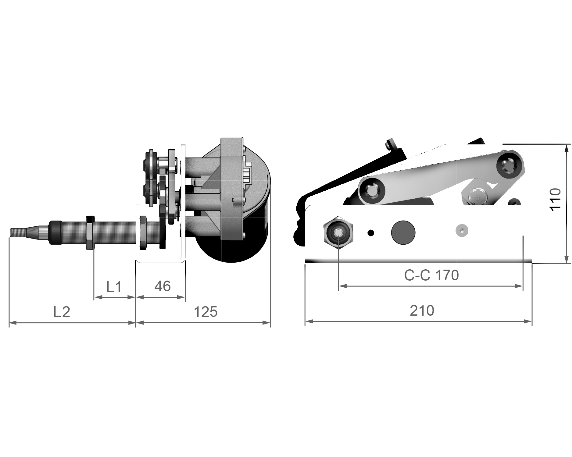 Roca Ruitenwissermotor, W38, 24V, 53mm wand, enkele aandrijving - 00501106 1 - 00501107