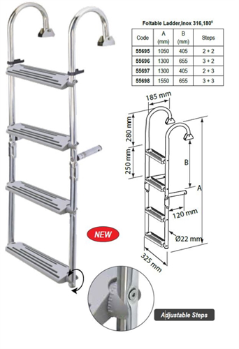NR RVS Zwemtrap kantelbaar dekmontage 3 + 3 treden, 1550 mm - 00599352 01 small - 00599352