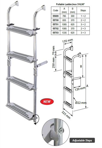 NR RVS Zwemtrap kantelbaar spiegelmontage 2 + 2 treden, 835 mm - 00599354 01 small - 00599354