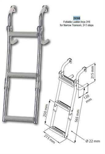 NR RVS Zwemtrap kantelbaar spiegelmontage small 2+1 treden, 565 mm - 00599360 02 small - 00599360