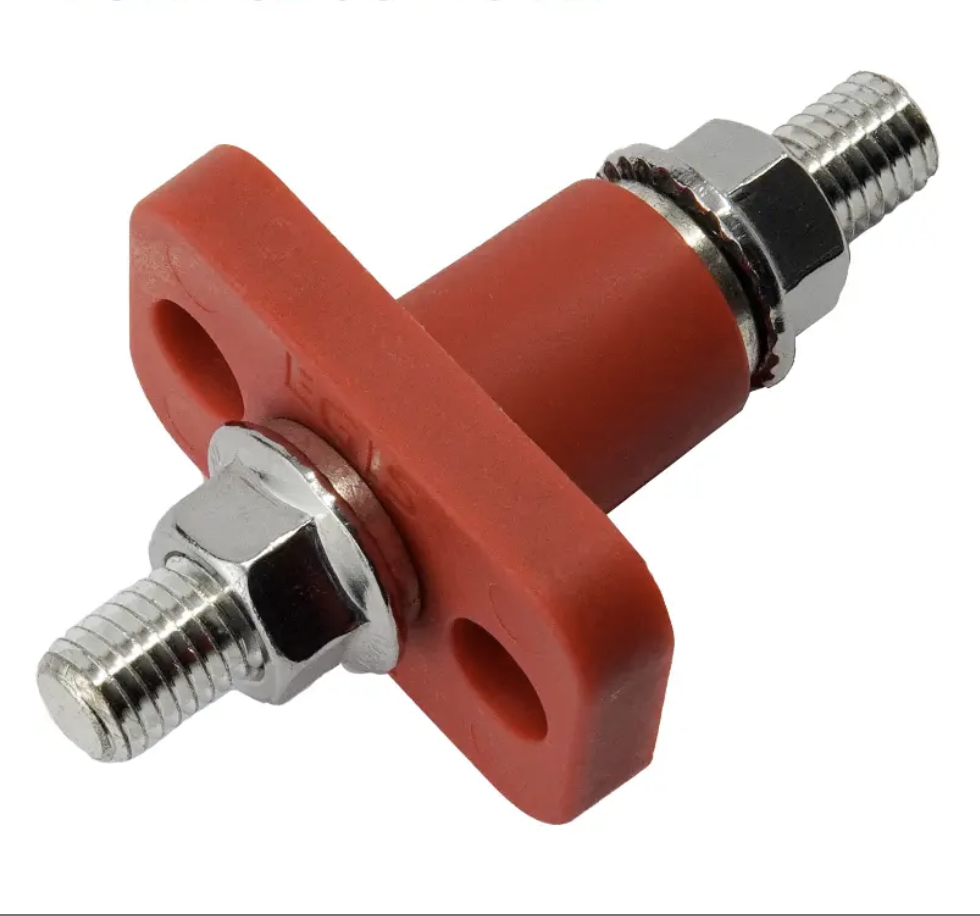 Egis Mobile Feed Through Terminal, Red, M8 (5/16"), Retail Pack - 00599586 1 - 00599586